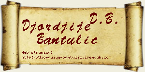 Đorđije Bantulić vizit kartica